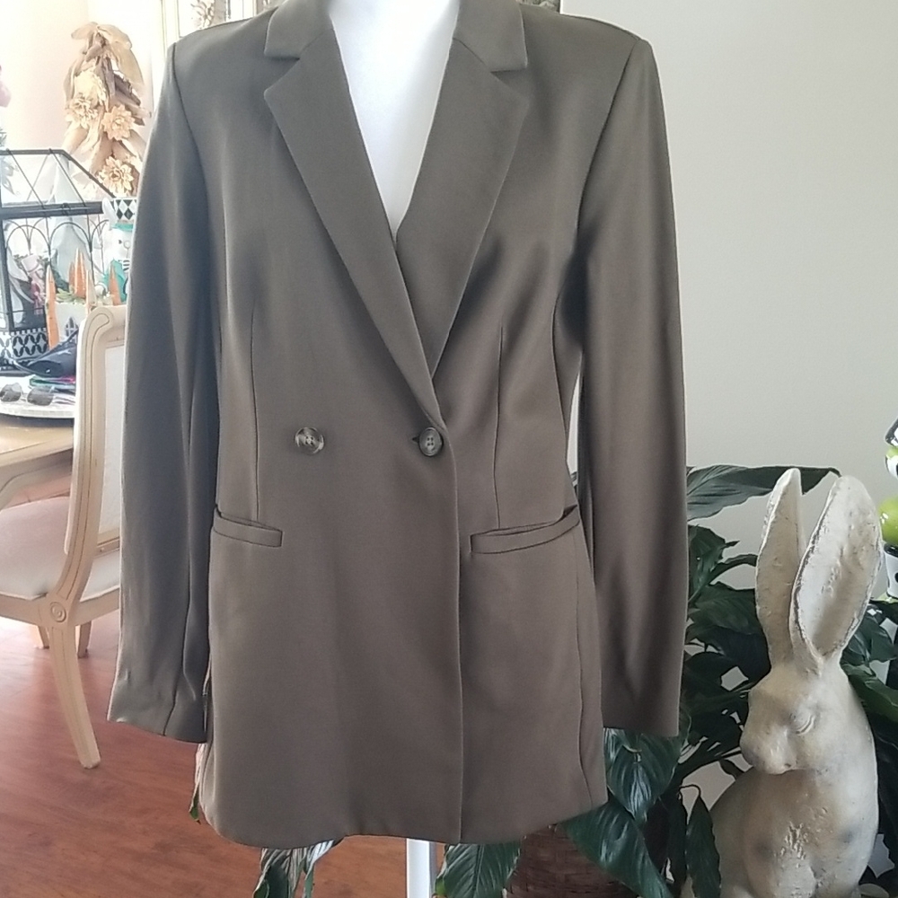 Calvin Klein Olive Green Double-Breasted Blazer